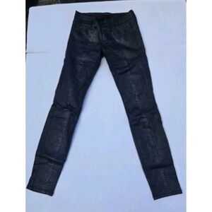 Bebe Women's Black Snake Print Skinny Pants Size 26 Faux Leather Coated